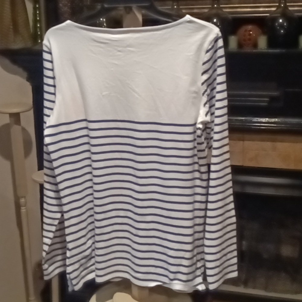 FINAL PRICE NWT Boden white & blue striped long sleeve blouse Sz 10 - Picture 5 of 6